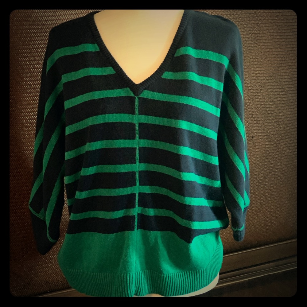 Green and Navy Blue Casual Sweater